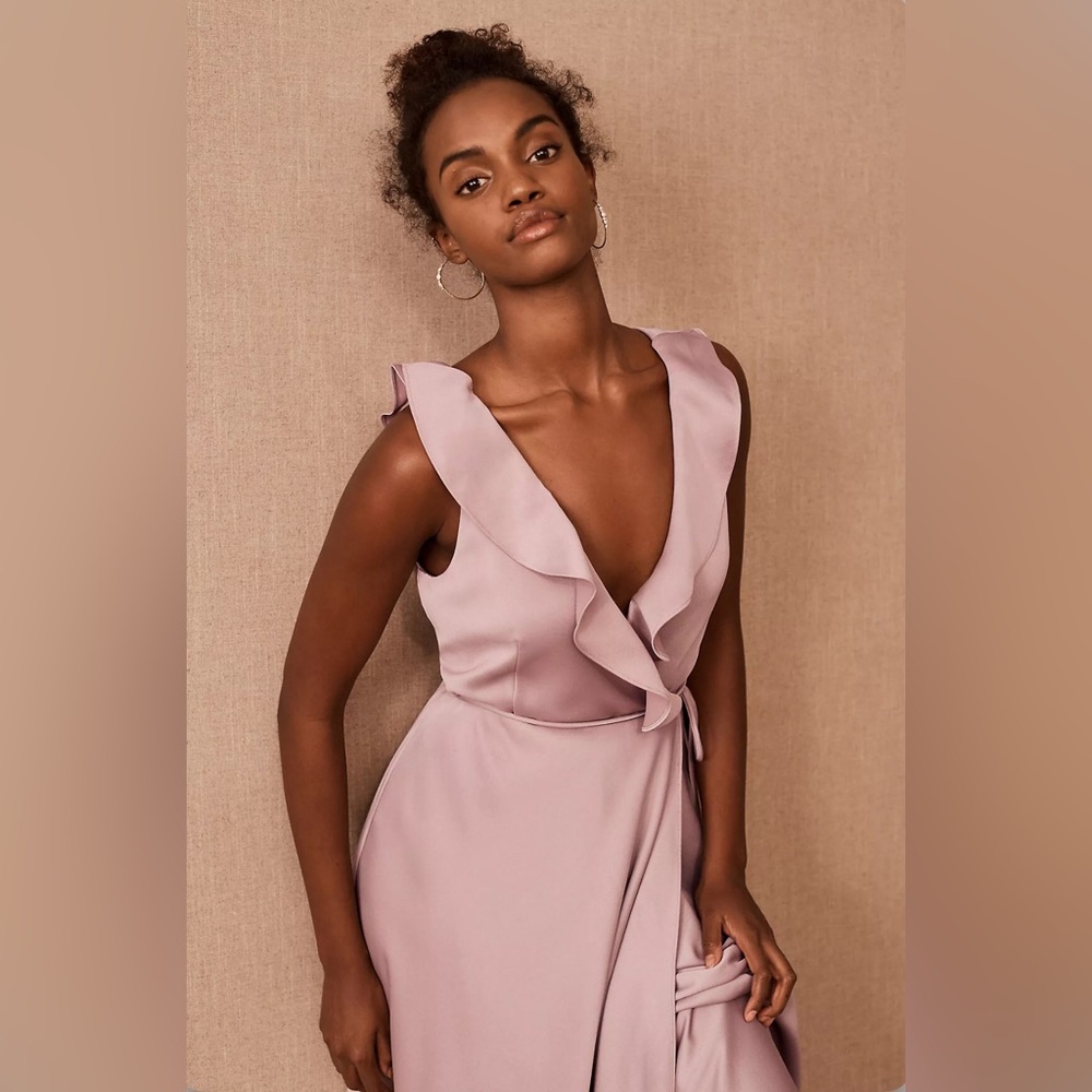 BHLDN Tansy Satin Charmeuse Maxi Dress In Lilac Smoke. Size 4